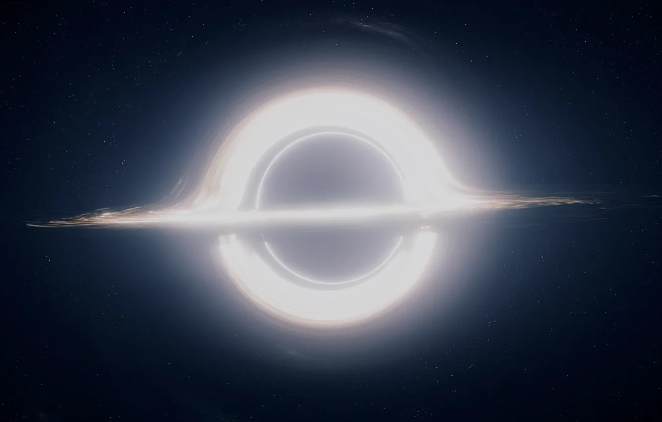 Фото обои Космос, Stars, Universe, Черная дыра, Black hole, Interstellar, Интерстеллар, Gargantua