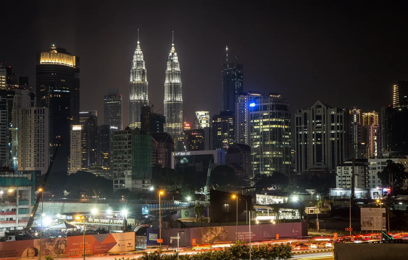 Фото обои ночь, город, красота, Малайзия, Куала Лумпур