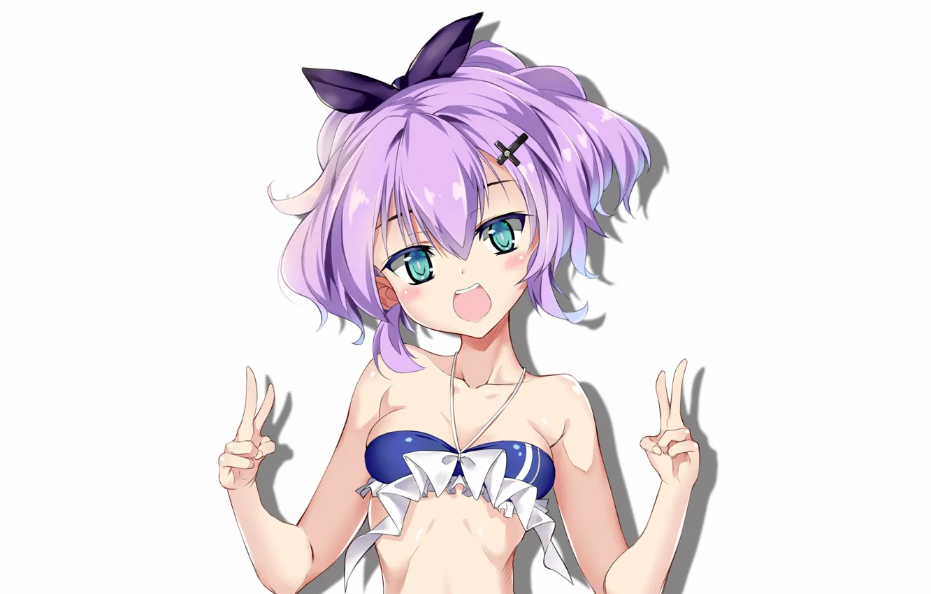 Фото обои girl, sexy, cleavage, boobs, anime, beautiful, short hair, pretty
