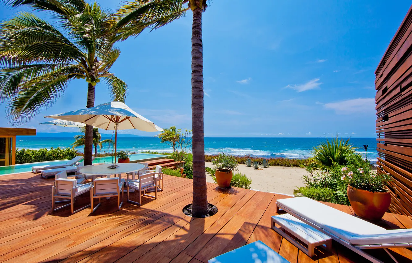 Фото обои ocean, villa, luxury, mexico, palm