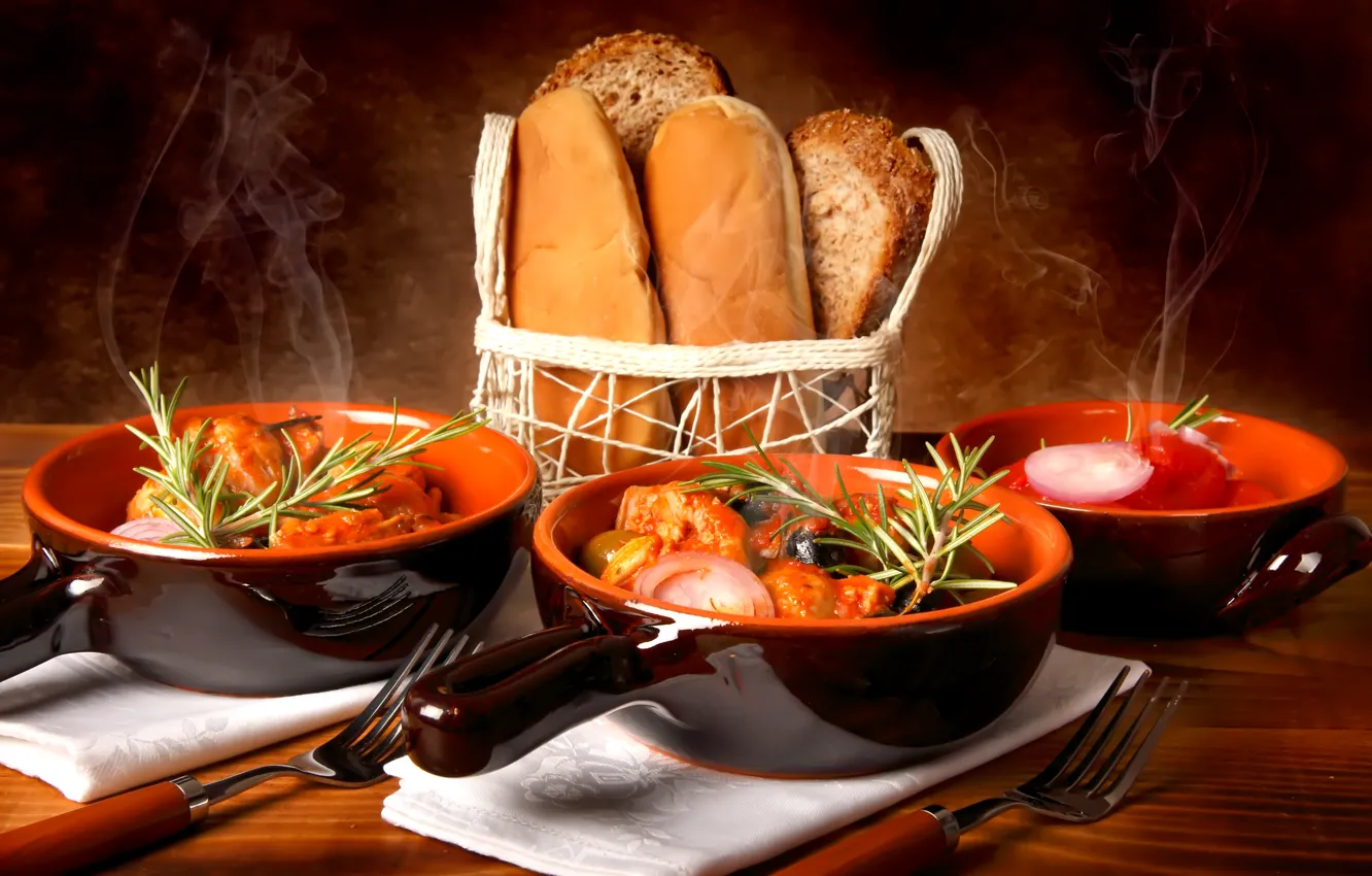 Фото обои хлеб, сметана, второе блюдо, борщь