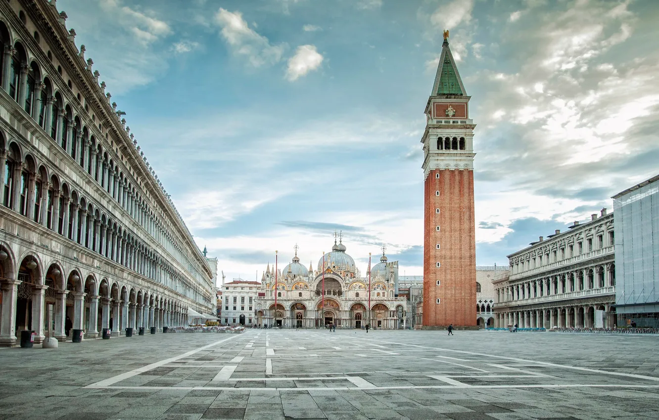 Фото обои здания, башня, площадь, Италия, церковь, Венеция, собор, Italy