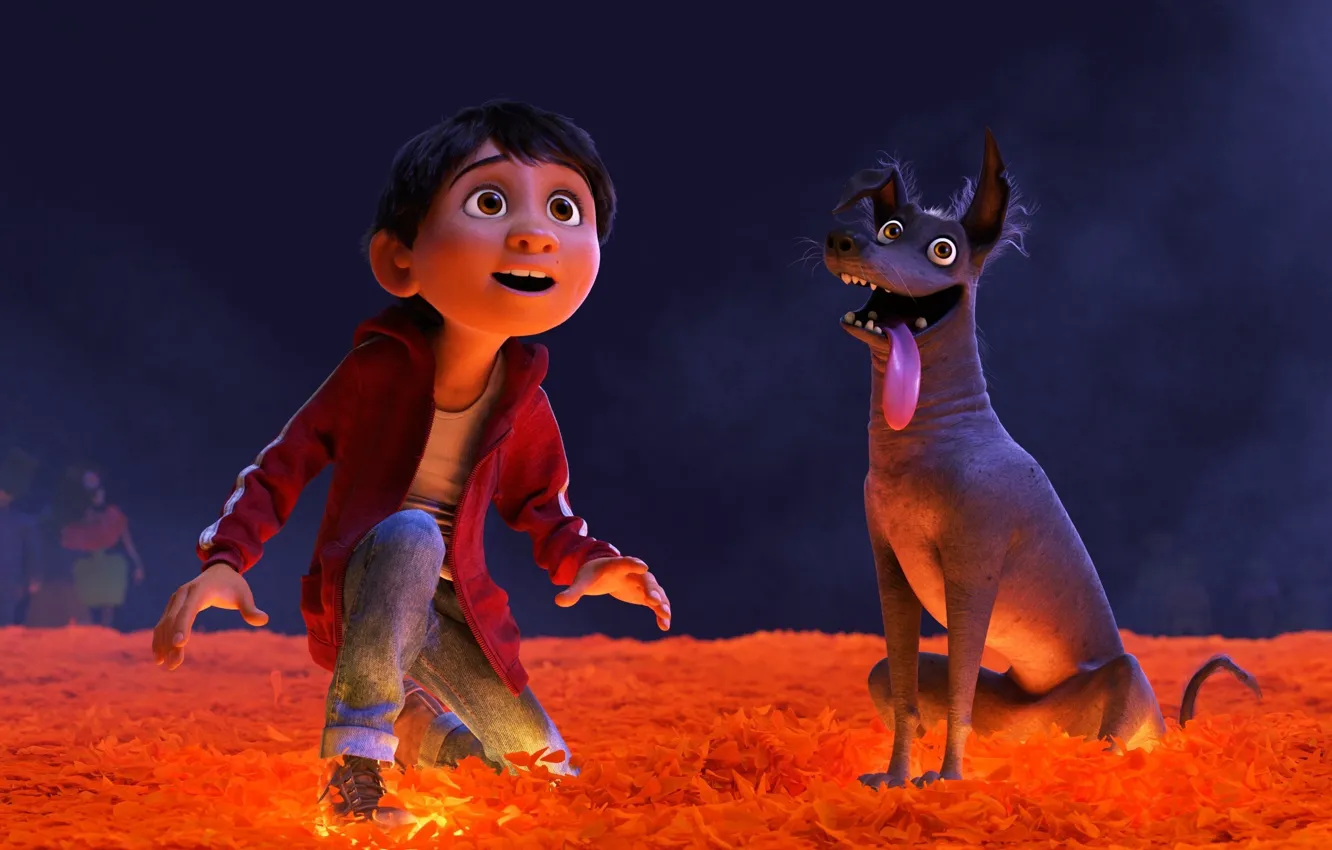 Фото обои USA, Mexico, dog, boy, Coco, animated film, dreamer, animated movie