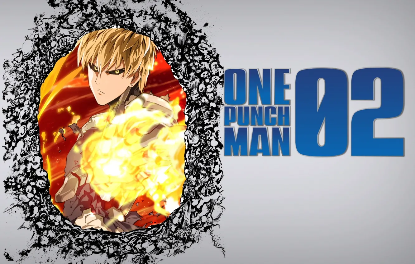 Фото обои огонь, парень, One Punch Man, Genos