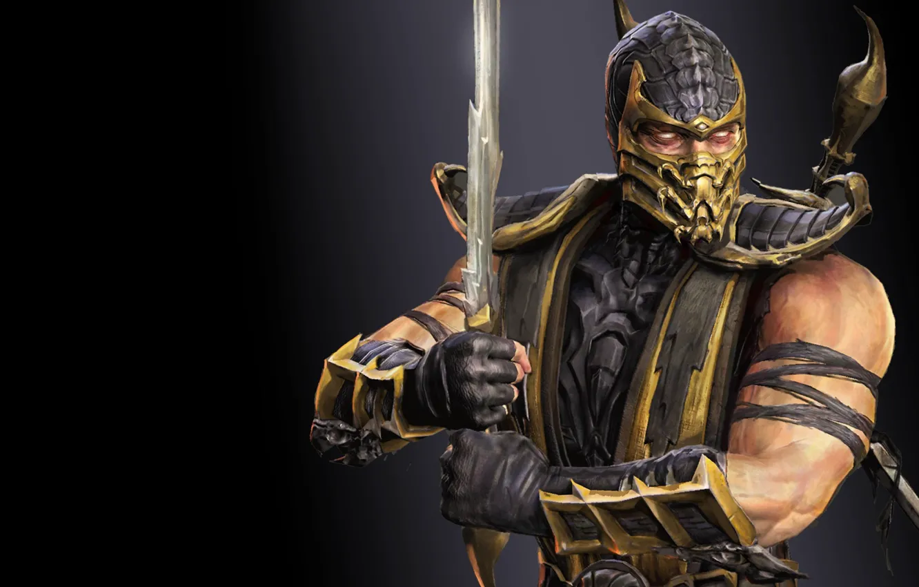 Фото обои воин, призрак, ниндзя, scorpion, mortal kombat