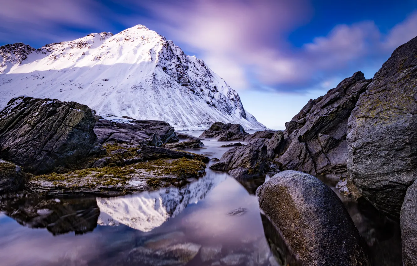 Фото обои горы, камни, Норвегия, Lofoten