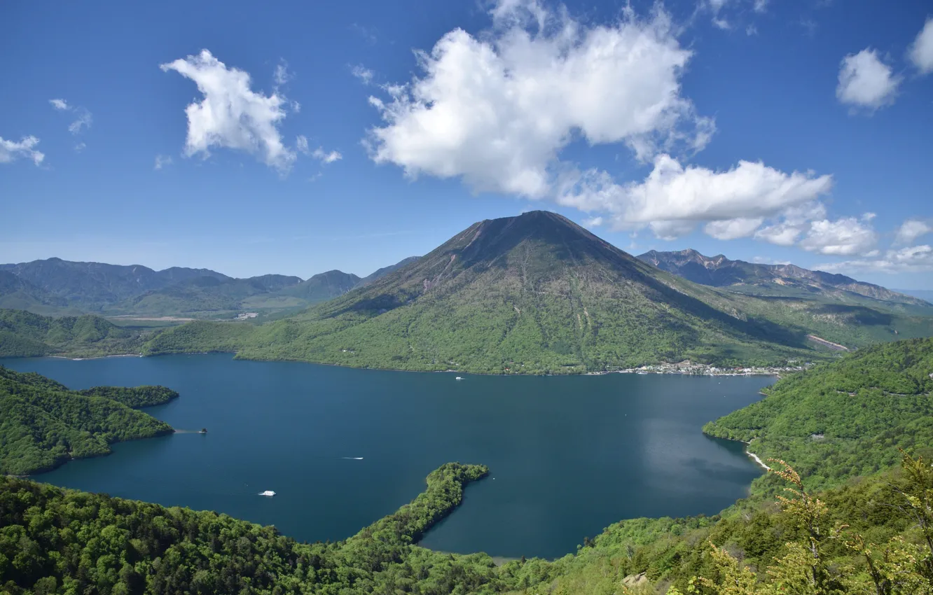 Фото обои пейзаж, горы, природа, озеро, вулкан