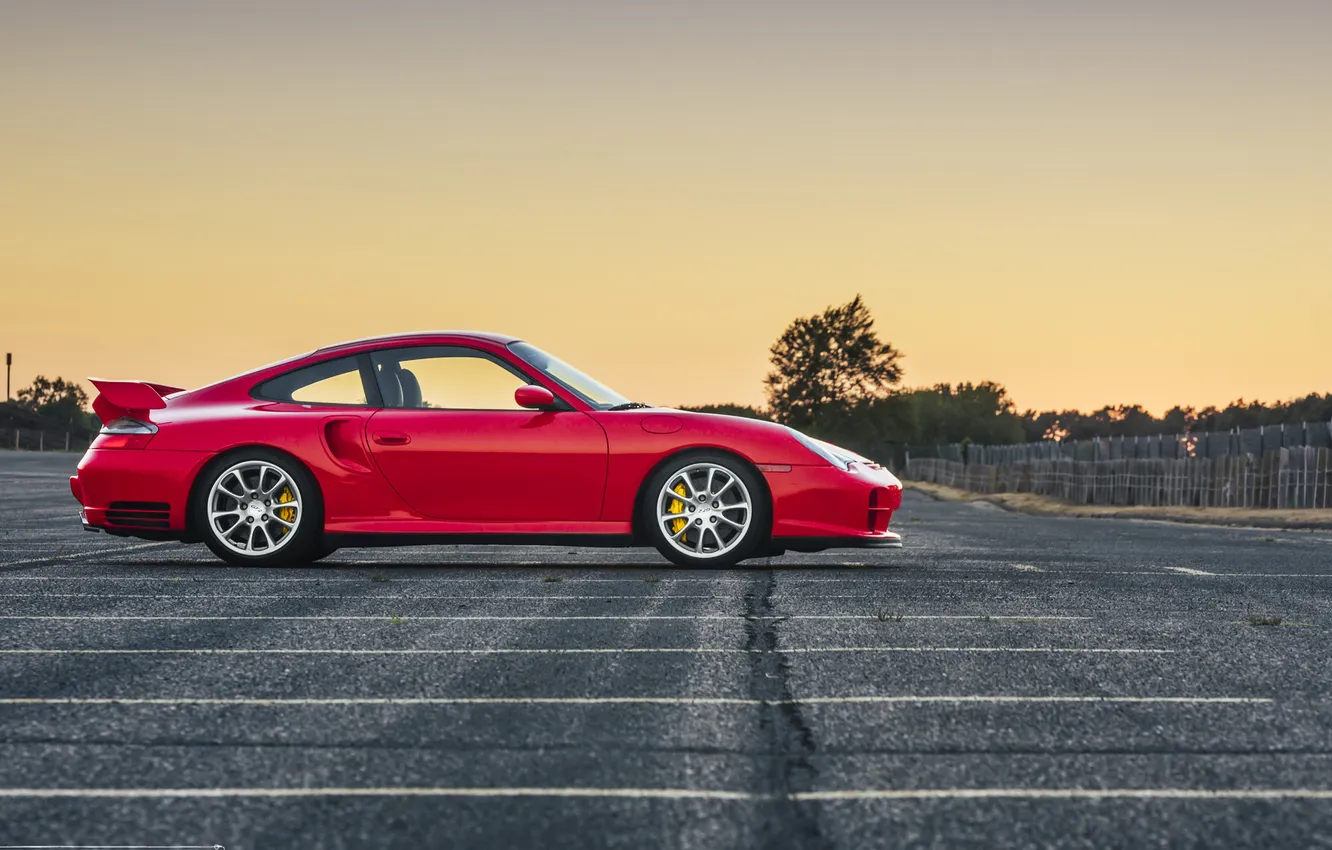 Фото обои красный, 911, Porsche, профиль, red, порше, GT2, 996