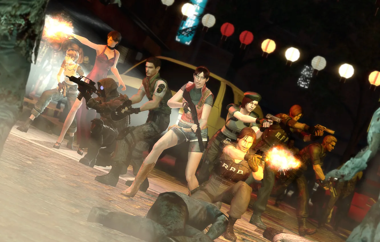 Фото обои vector, Resident Evil, leon kennedy, jill valentine, Rebecca Chambers, chris redfield, ada wong, claire redfield