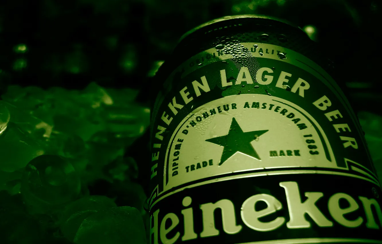 Фото обои зеленый, бутылка, пиво, heineken
