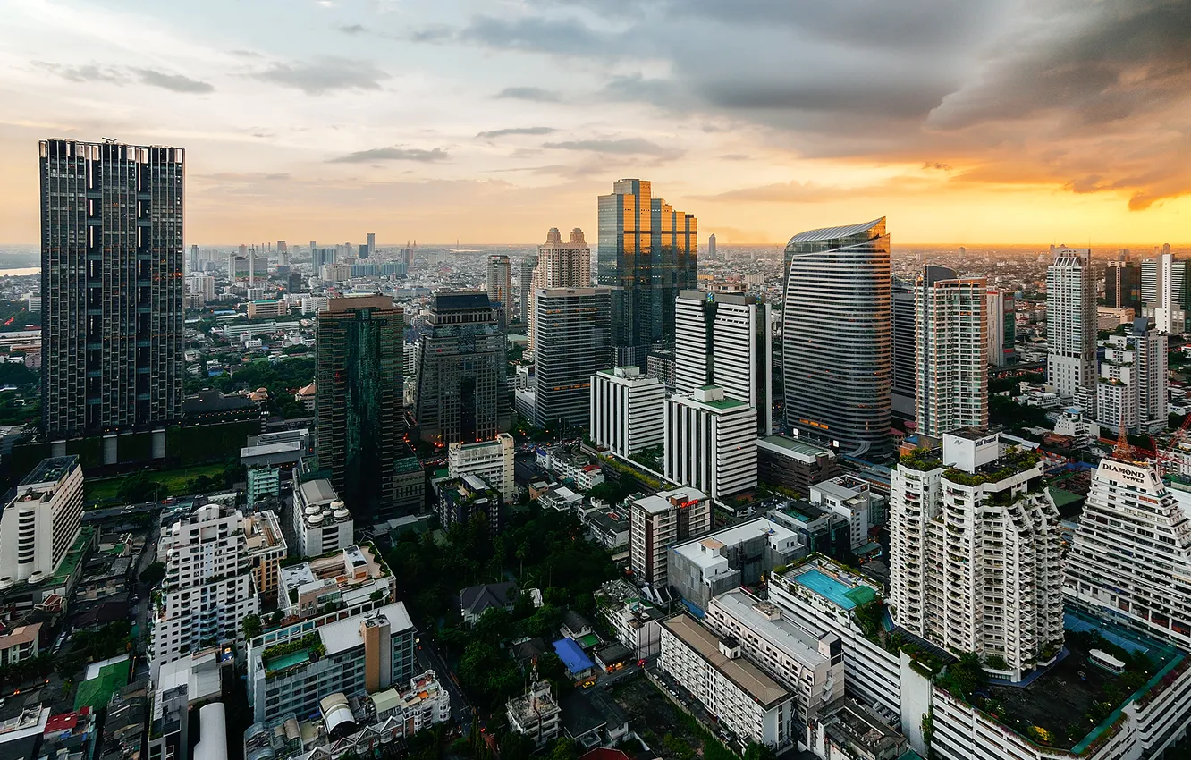 Фото обои city, twilight, thailand, bangkok