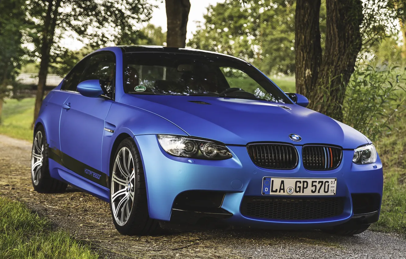 Фото обои BMW, E92, BLUE, KOMPRESSOR
