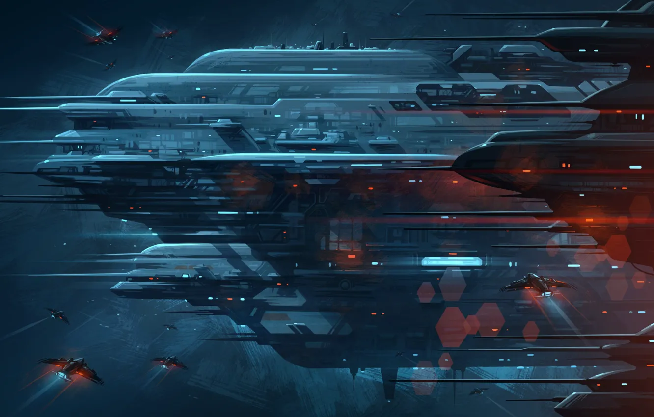 Фото обои Космос, Fantasy, Арт, Space, Art, Космический Корабль, Station, Фантастика