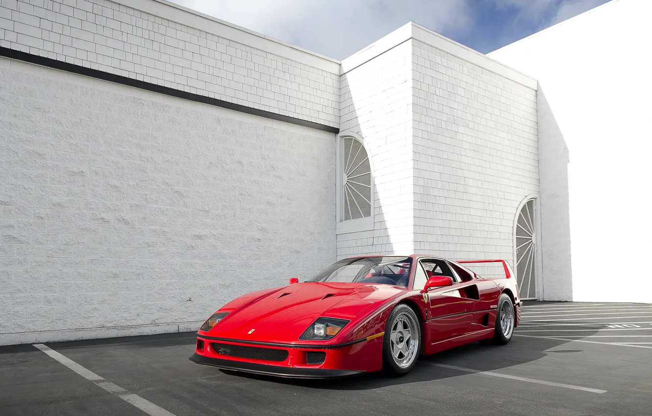 Фото обои Ferrari, Red, F40, Wall