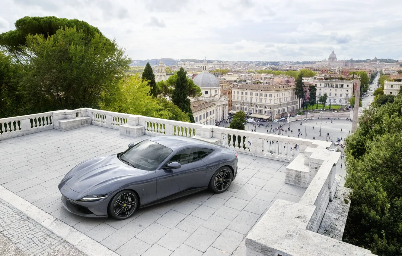 Фото обои Италия, Ferrari, суперкар, Roma, 2020
