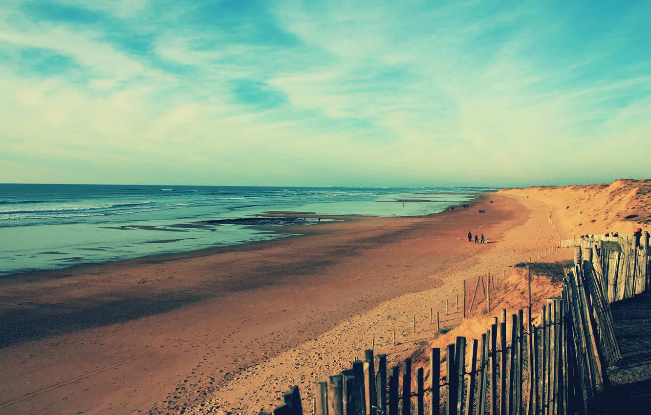 Фото обои песок, море, волны, пляж, люди, океан, берег, побережье