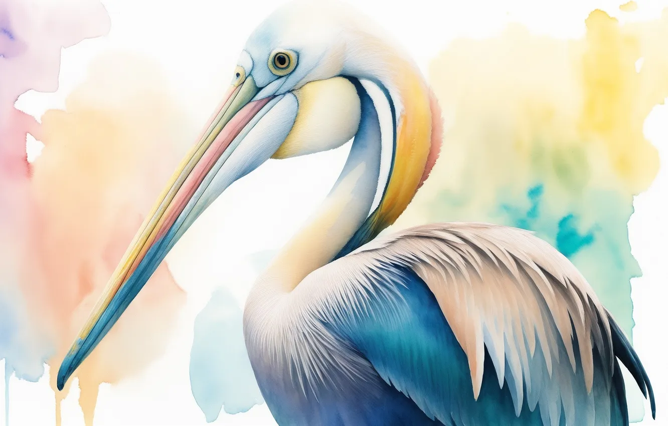 Фото обои птицы, птица, рисунок, акварель, bird, birds, drawing, watercolor