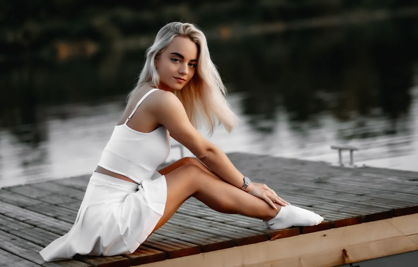 Фото обои взгляд, девушка, мост