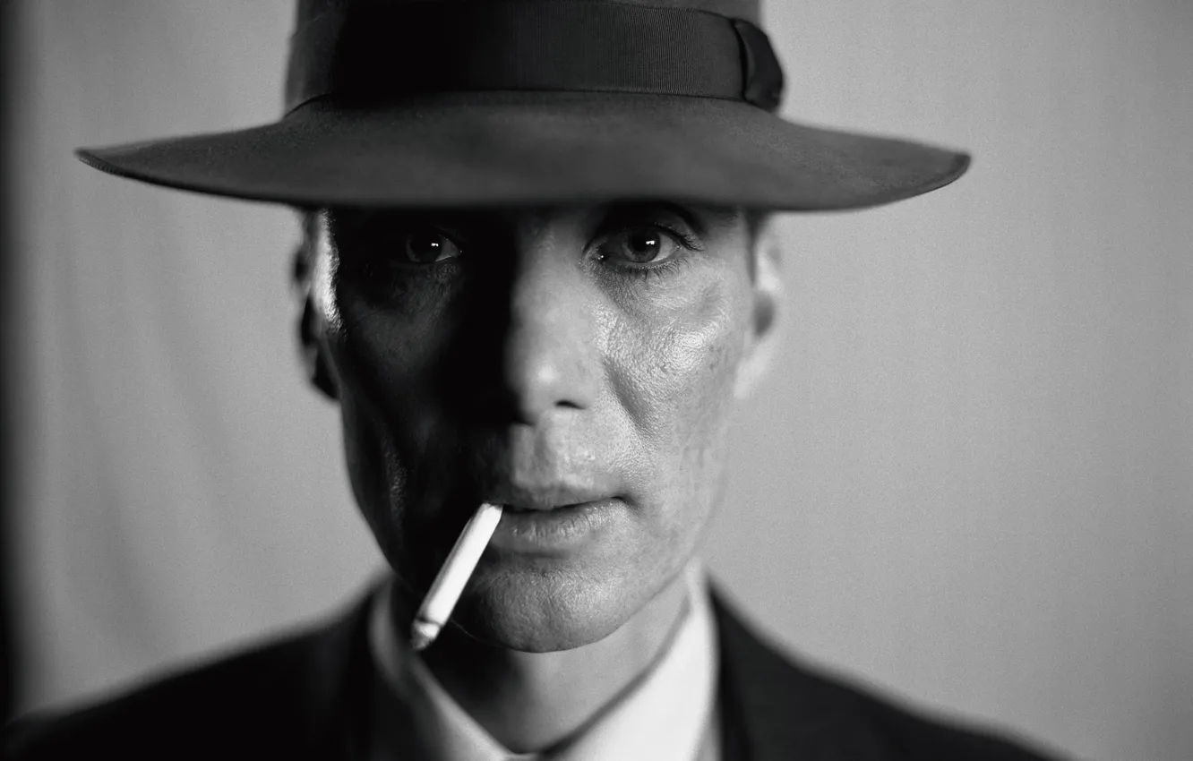 Фото обои чёрно-белое, монохром, Киллиан Мёрфи, Oppenheimer, Оппенгеймер, Killian Murphy