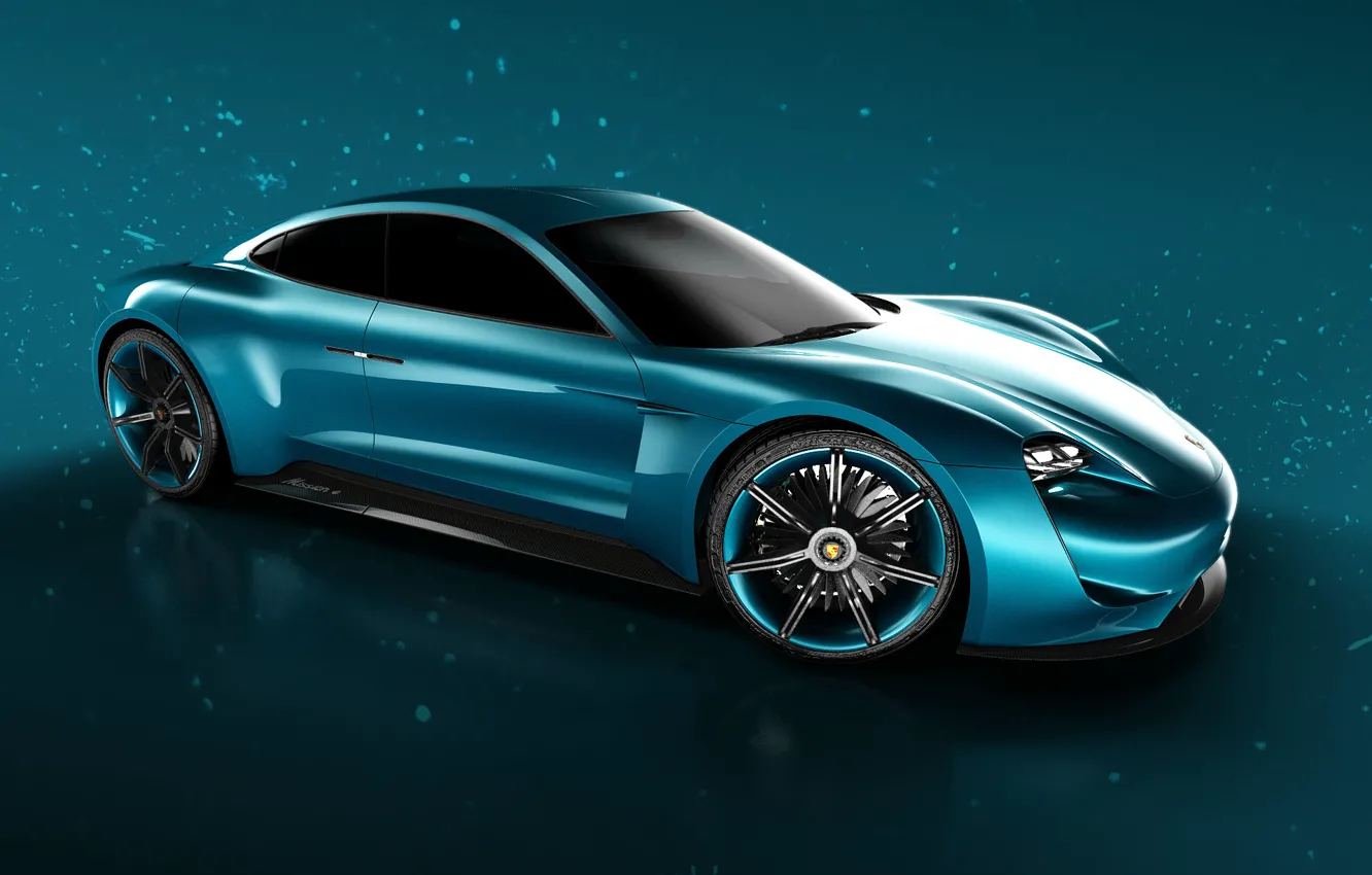 Фото обои car, blue, rendering, Porsche Mission E