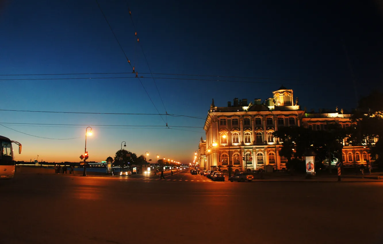 Фото обои ночь, река, Питер, Санкт-Петербург, Эрмитаж, Россия, музей, Russia