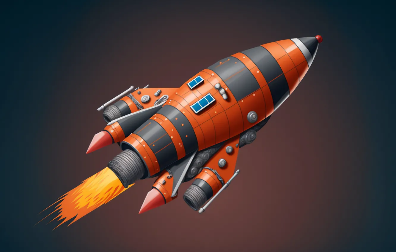Фото обои orange, rocket, illustration, AI art
