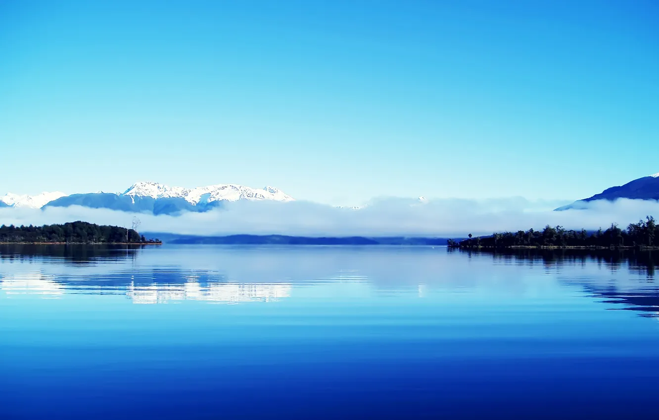 Фото обои горы, озеро, облако, синее