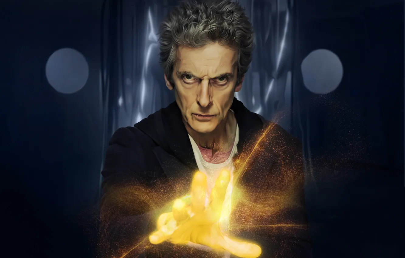 Фото обои взгляд, свет, рука, свечение, арт, мужчина, Doctor Who, Доктор Кто