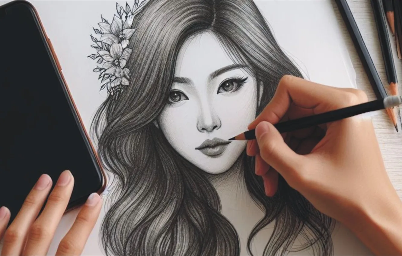 Фото обои рисунок, ART, карандаш, рисование, painting, pencil, drawing