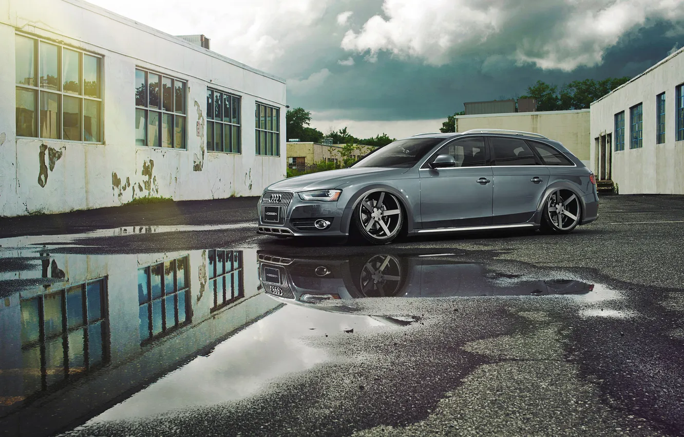 Фото обои отражение, Audi, ауди, grey, AMS Allroad, 2.5 TDI