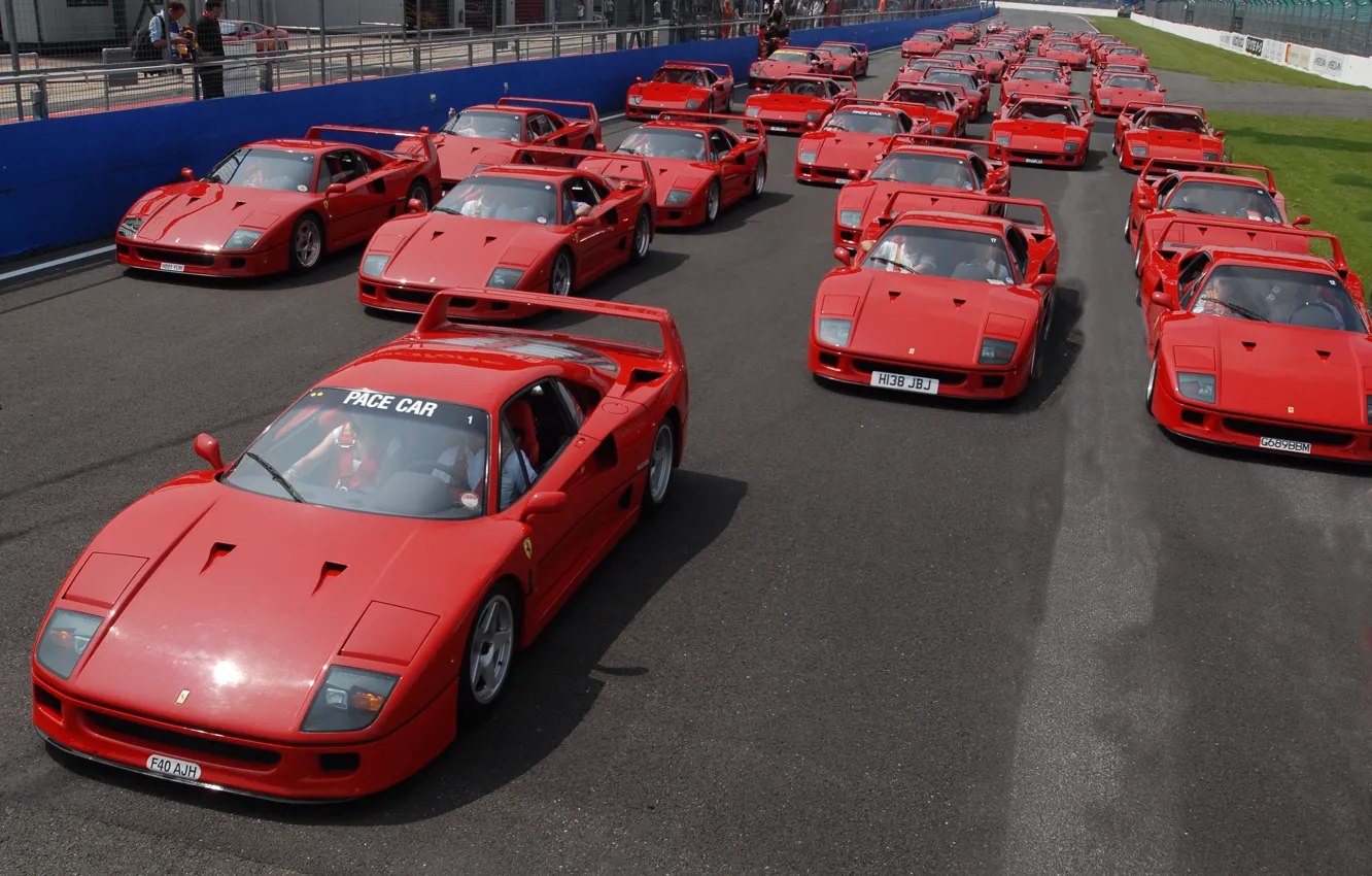 Фото обои Красный, Авто, Машина, Феррари, Машины, Ferrari, F40, Трасса