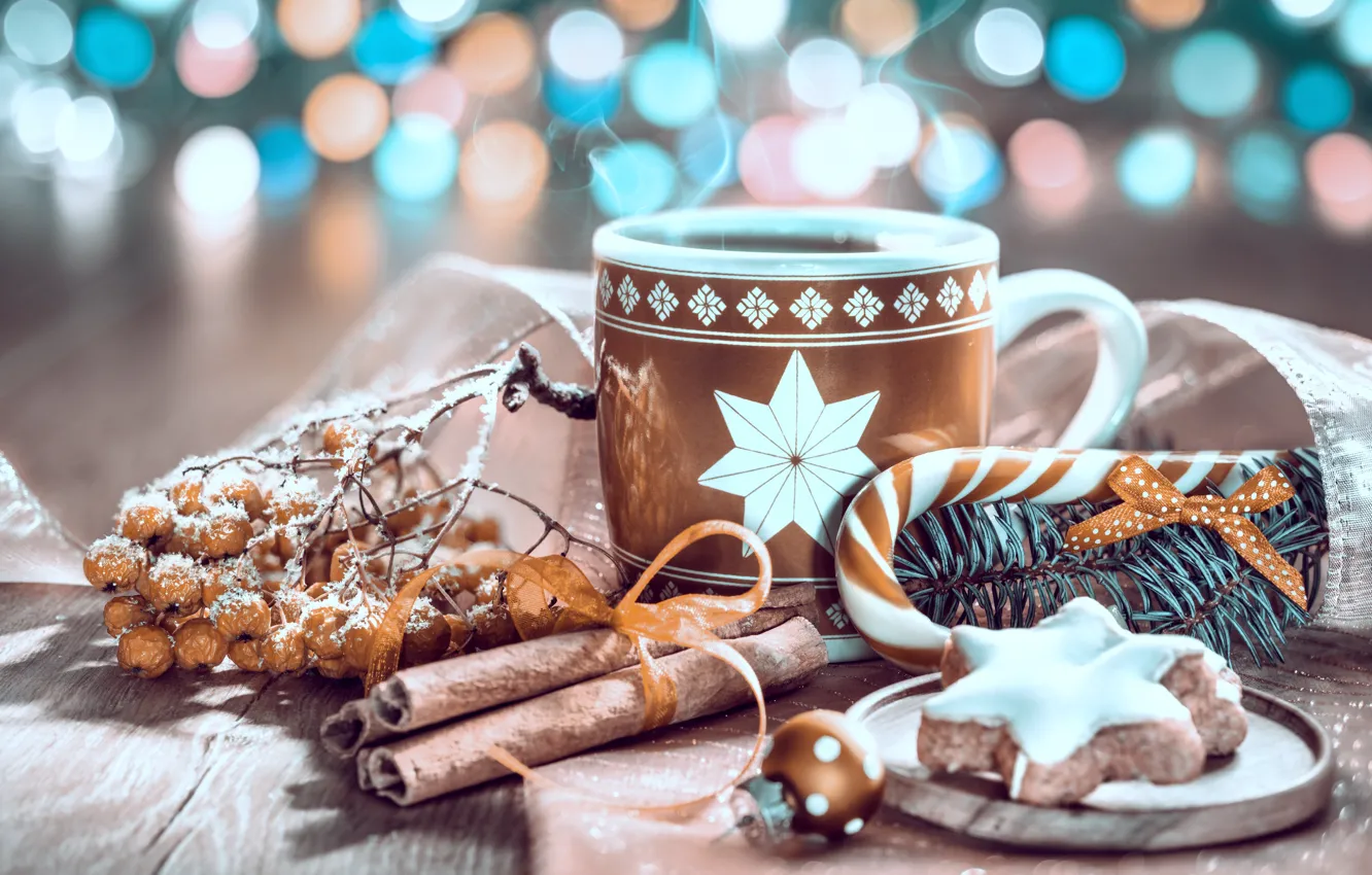 Фото обои кофе, Рождество, пряности, пряник, Anya Ivanova