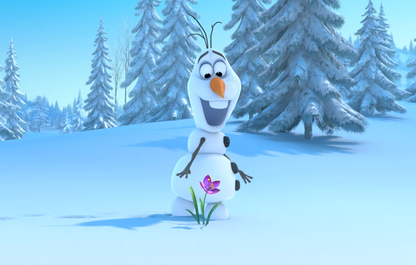 Фото обои Frozen, Мультфильм, Снеговик, Холодное сердце