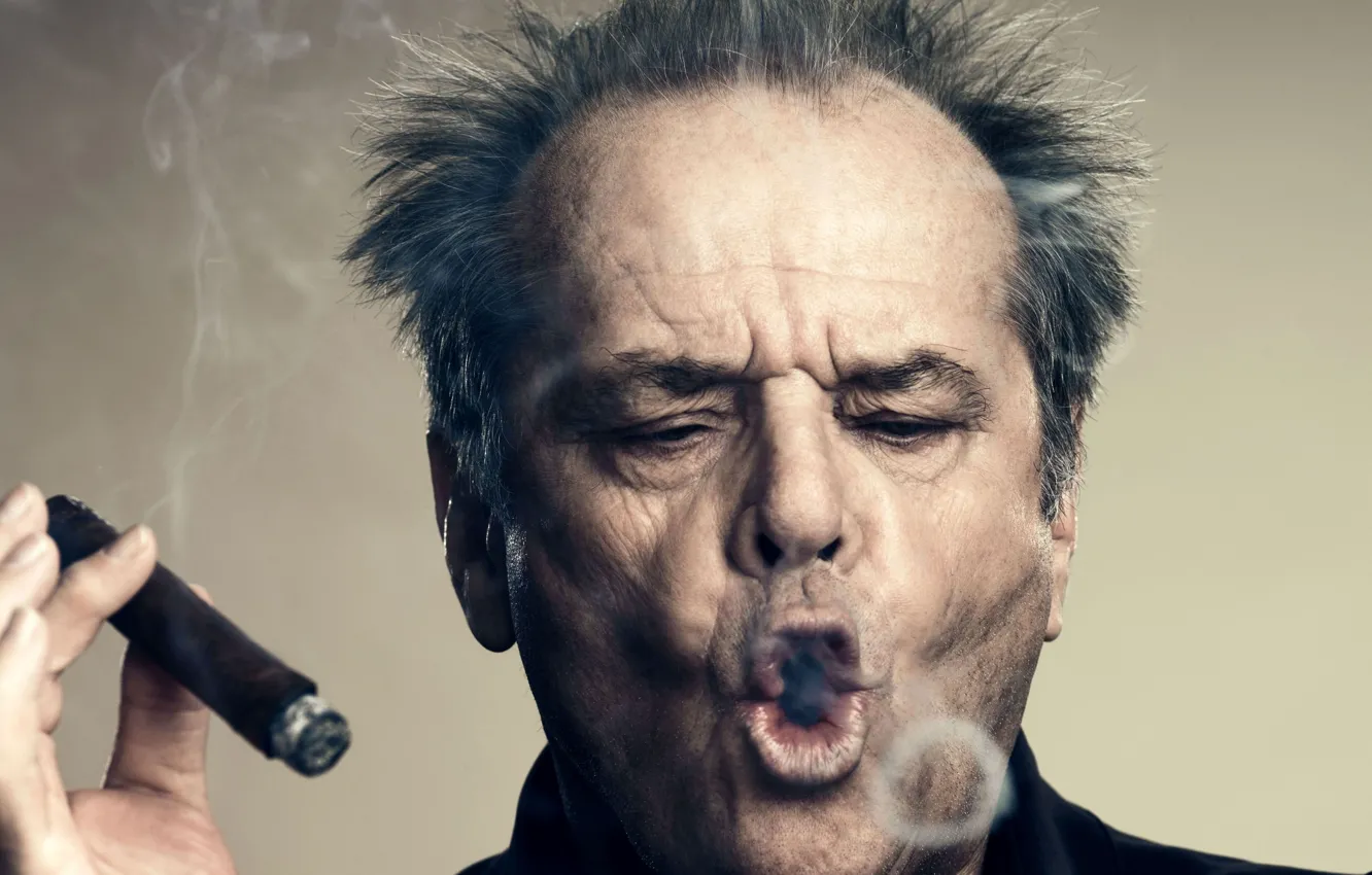 Фото обои дым, сигара, Jack Nicholson, Джек Николсон, актёр