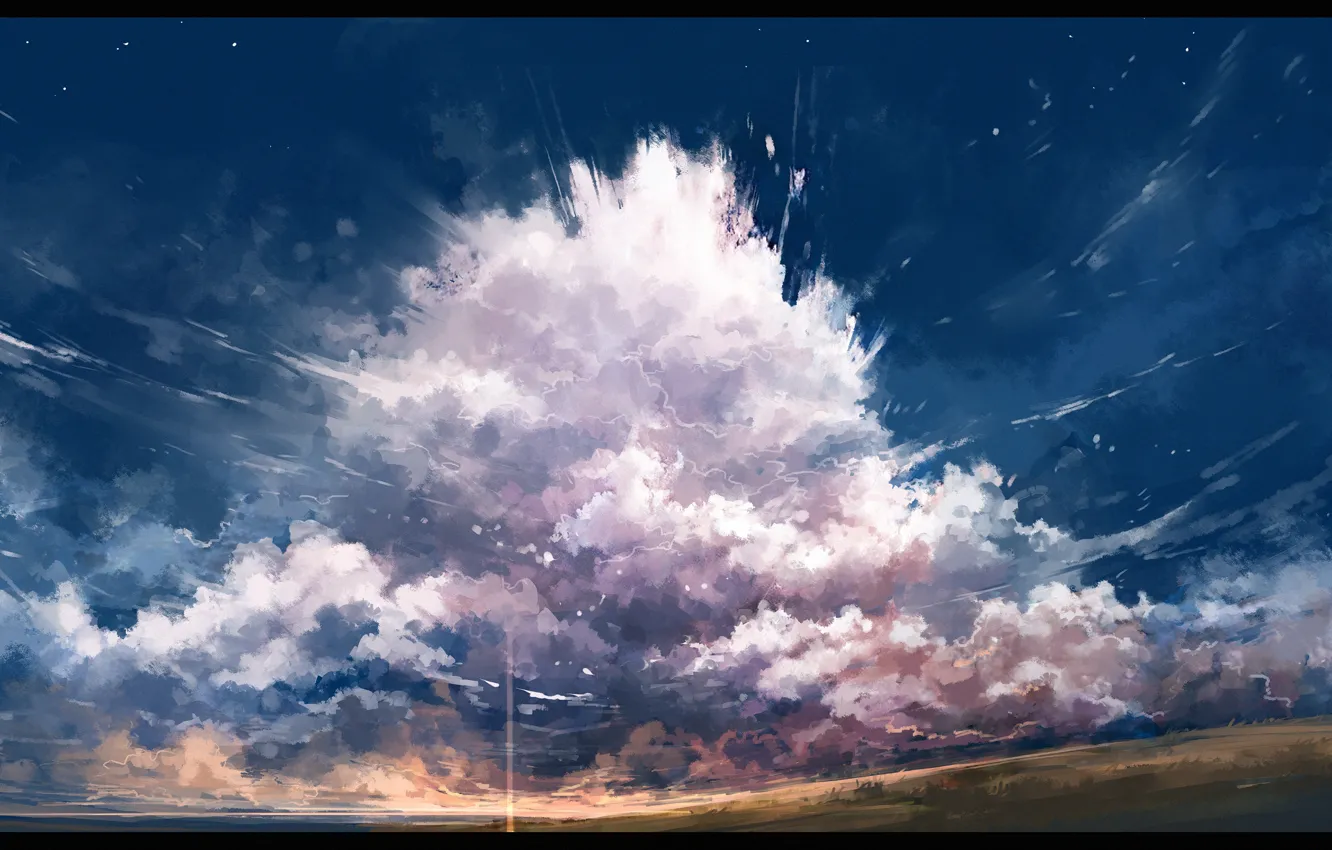 Фото обои небо, облака, природа, луч