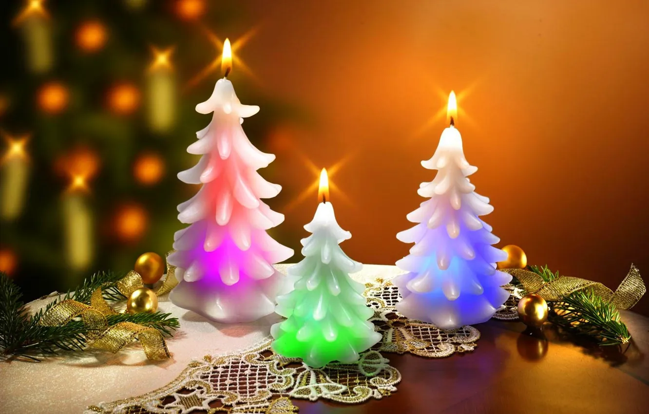 Фото обои ленты, праздник, шары, Новый Год, Рождество, Happy New Year, balls, Merry Christmas