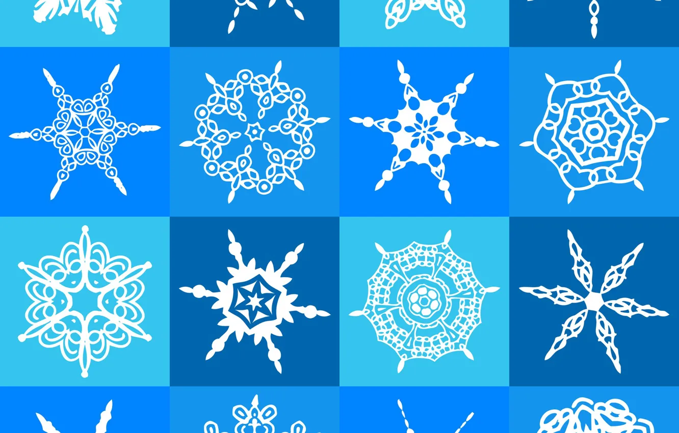 Фото обои зима, снежинки, синий, фон, узор, белые, patern