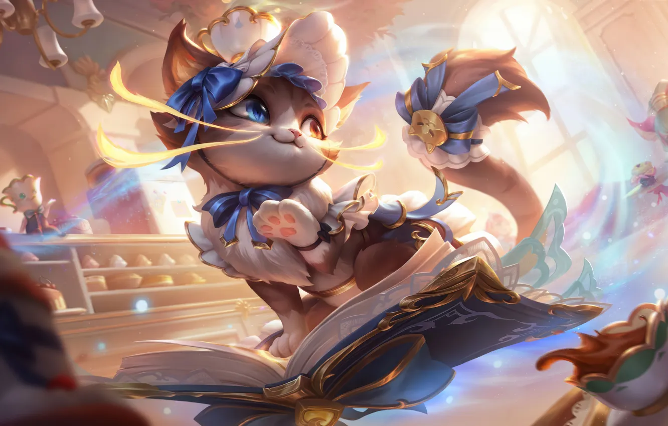 Фото обои киска, game, character, милашка, книжка, персонаж, League of Legends, мяу