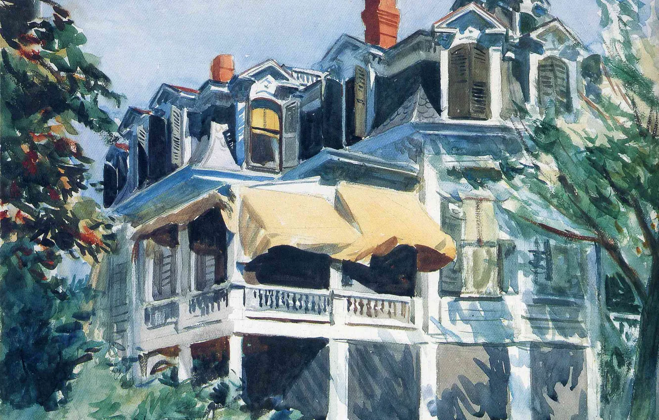 Фото обои 1923, Edward Hopper, The Mansard Roof