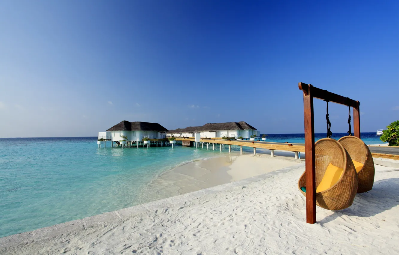 Фото обои пляж, океан, курорт, белый песок, resort, fantastic Maldives, Mirihi island