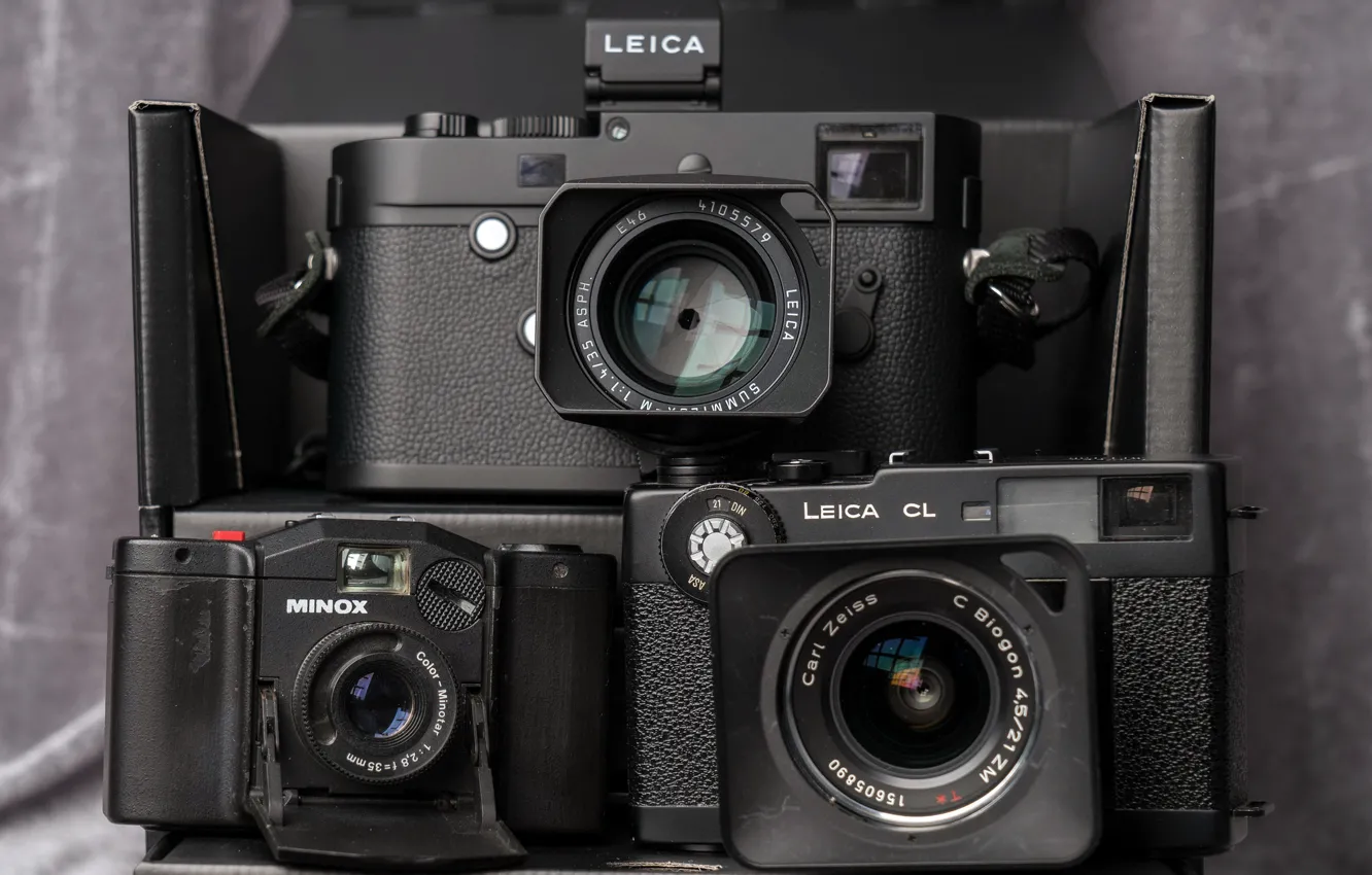 Фото обои камеры, Minox 35, Leica M Monochrom 246, Leica CL analog