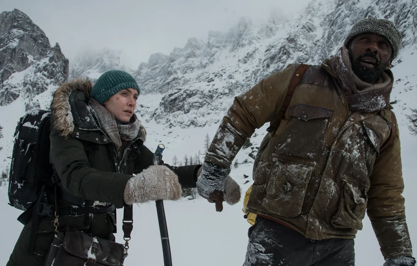 Фото обои cinema, blizzard, snow, survivor, movie, film, Idris Elba, Kate Winslet