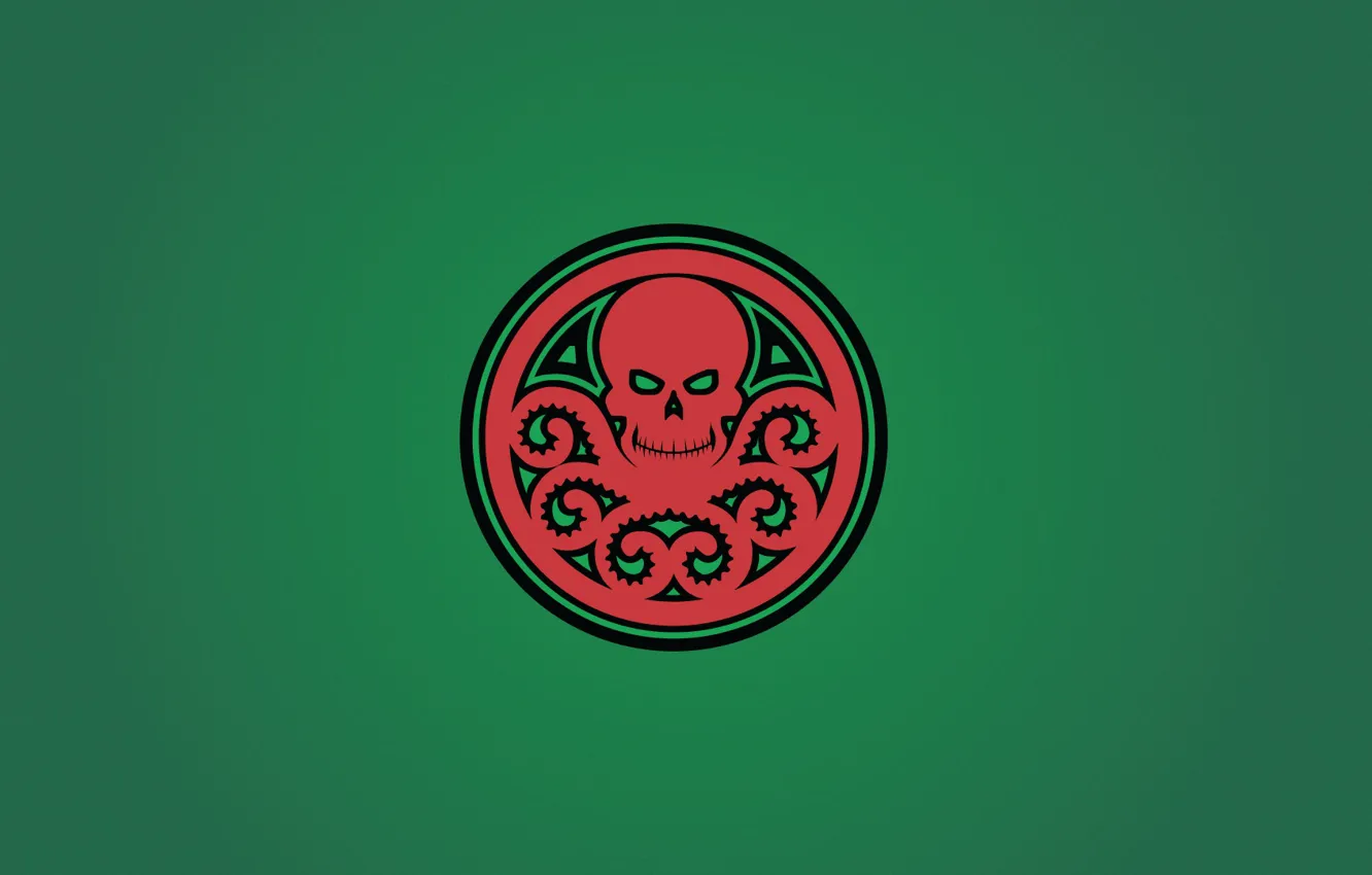 Фото обои green, skull, red, fon, Marvel Comics, tentacles, Hail Hydra
