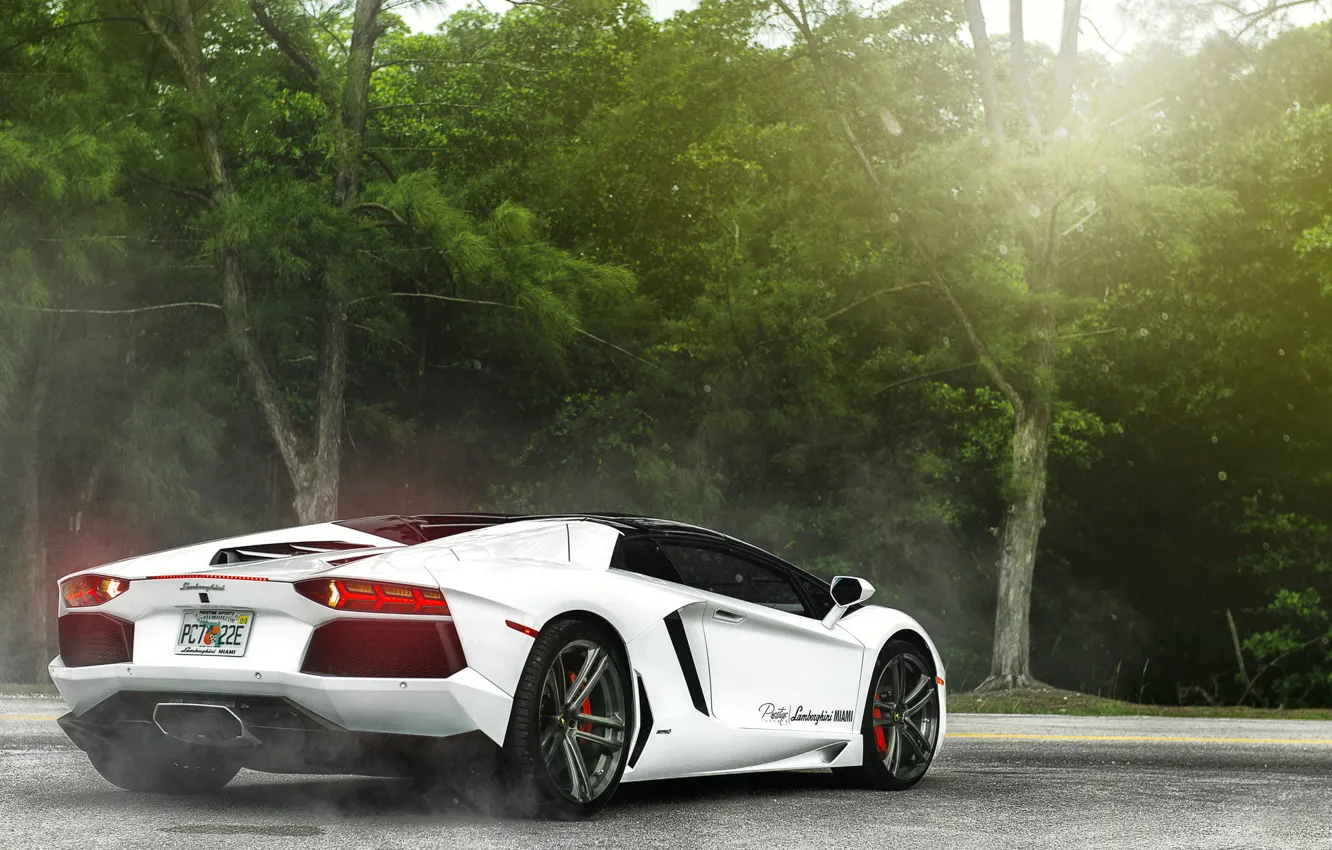 Фото обои white, supercar, ламборгини, lamborghini aventador