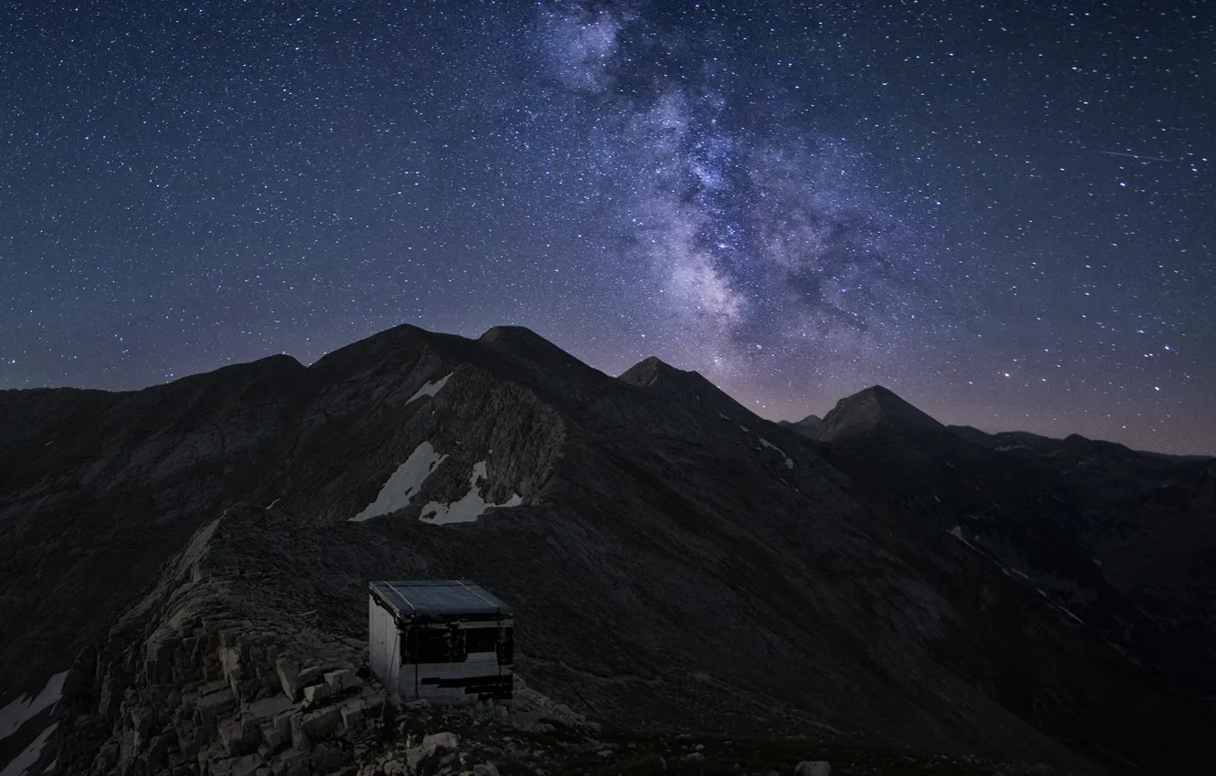 Фото обои звезды, Млечный Путь, жилье, Болгария, тайны, Вихрен, Национальный парк Пирин, Koncheto