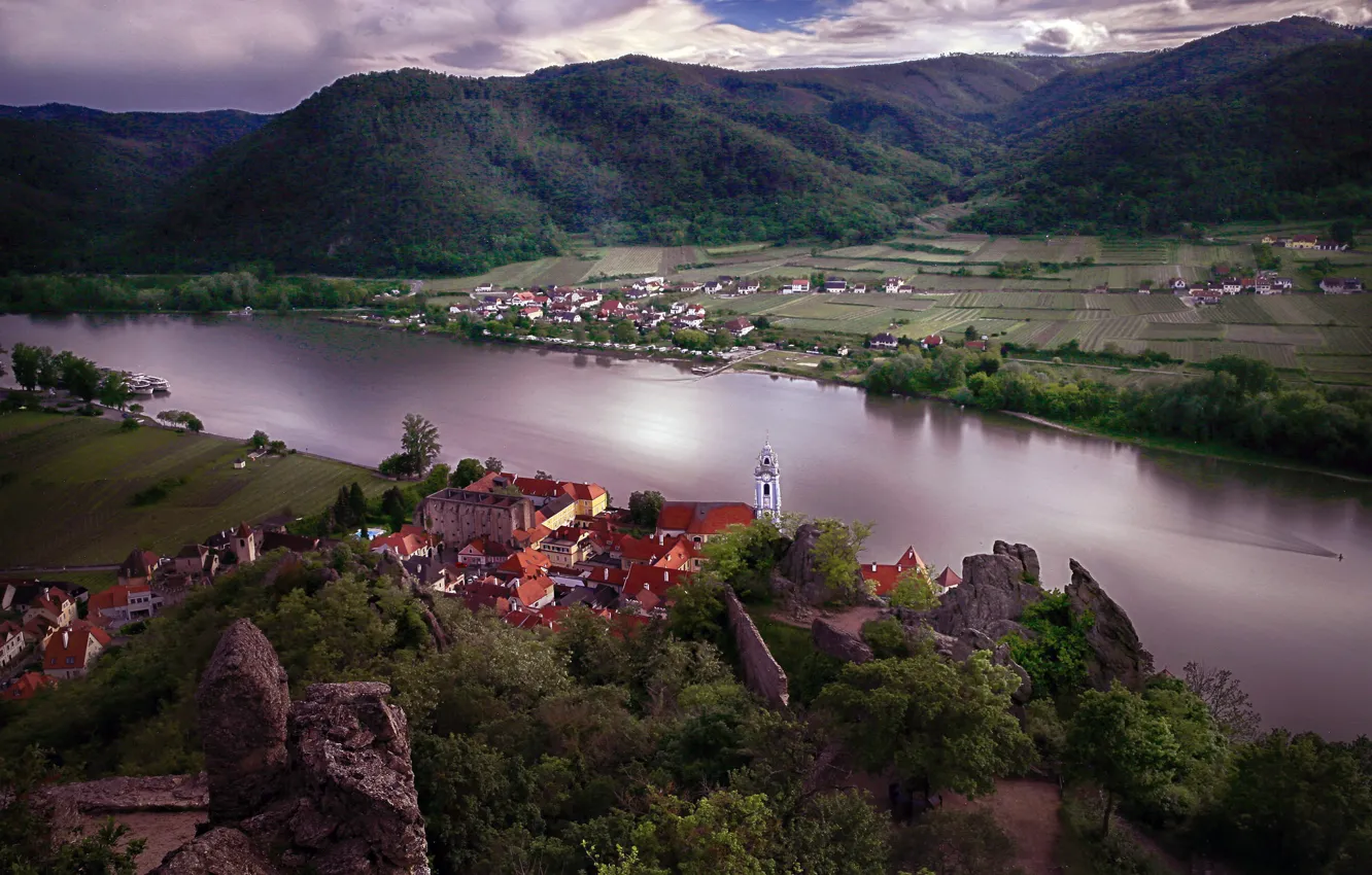 Фото обои Austria, Danube River, Wachau Valley, Durnstein Castle