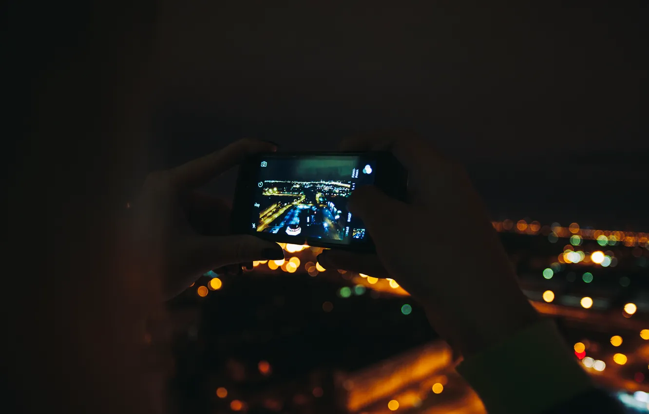 Фото обои ночь, город, айфон