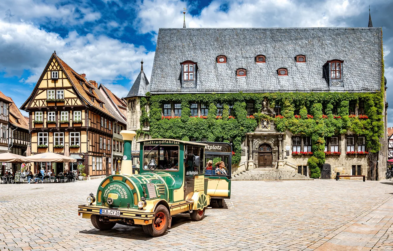 Фото обои Германия, Quedlinburg, городская площадь