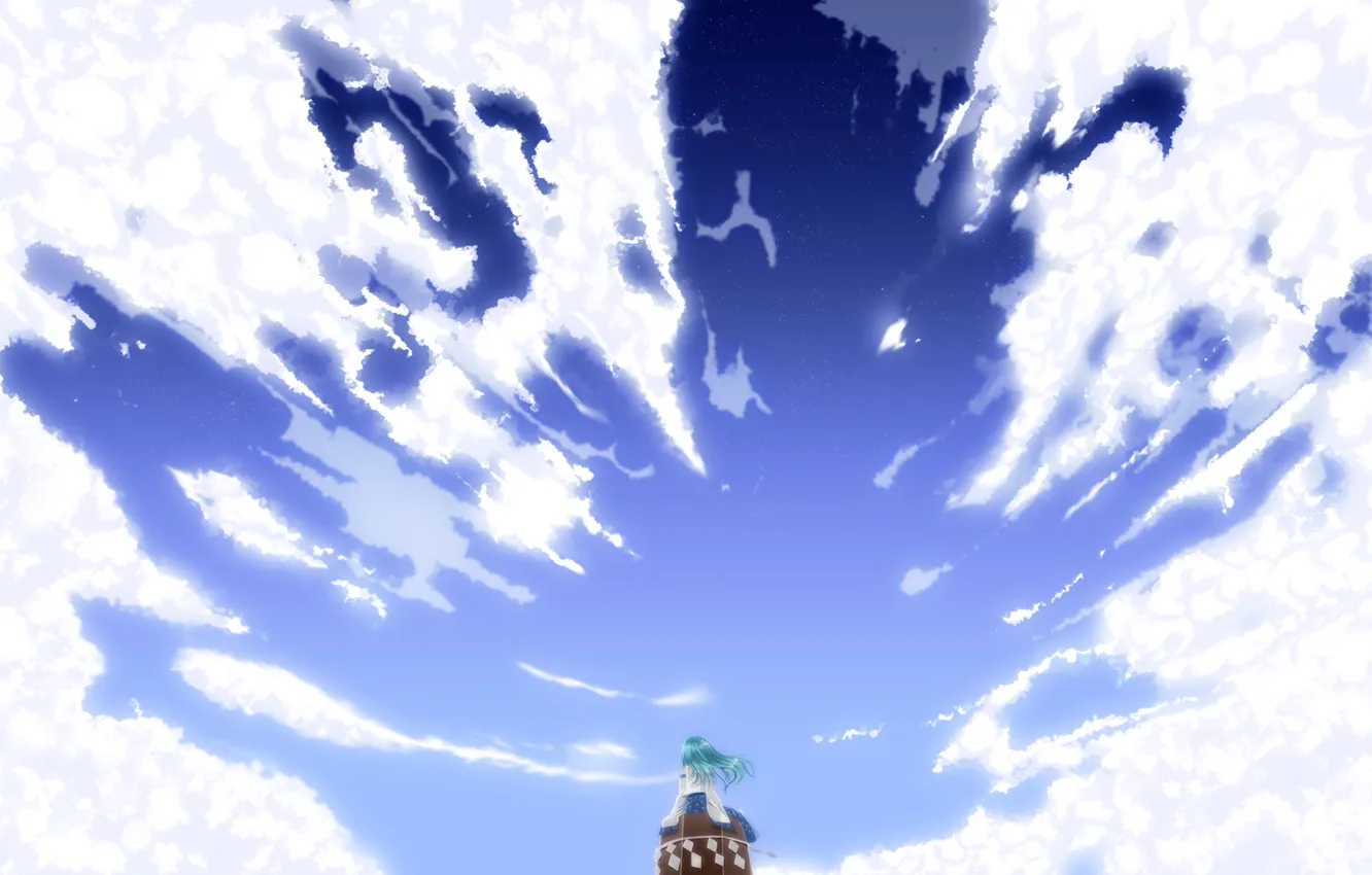 Фото обои небо, облака, арт, девочка
