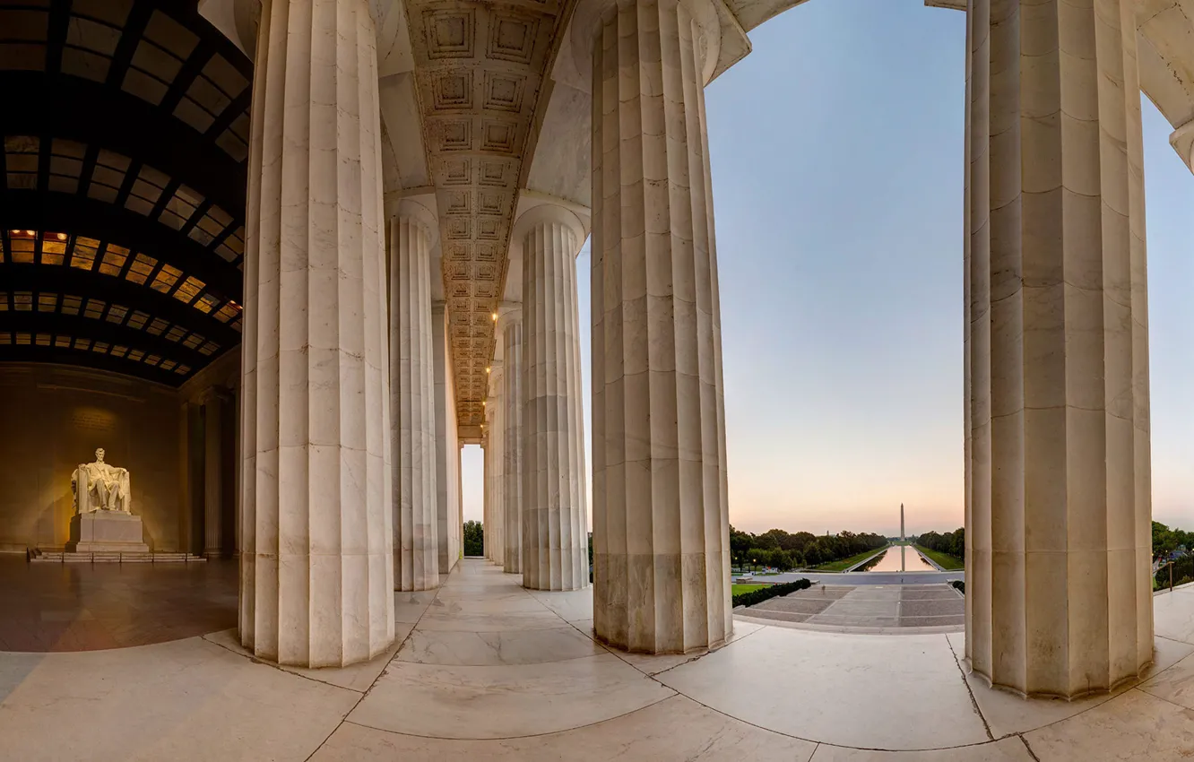 Фото обои колонны, Вашингтон, США, обелиск, мемориал Линкольна